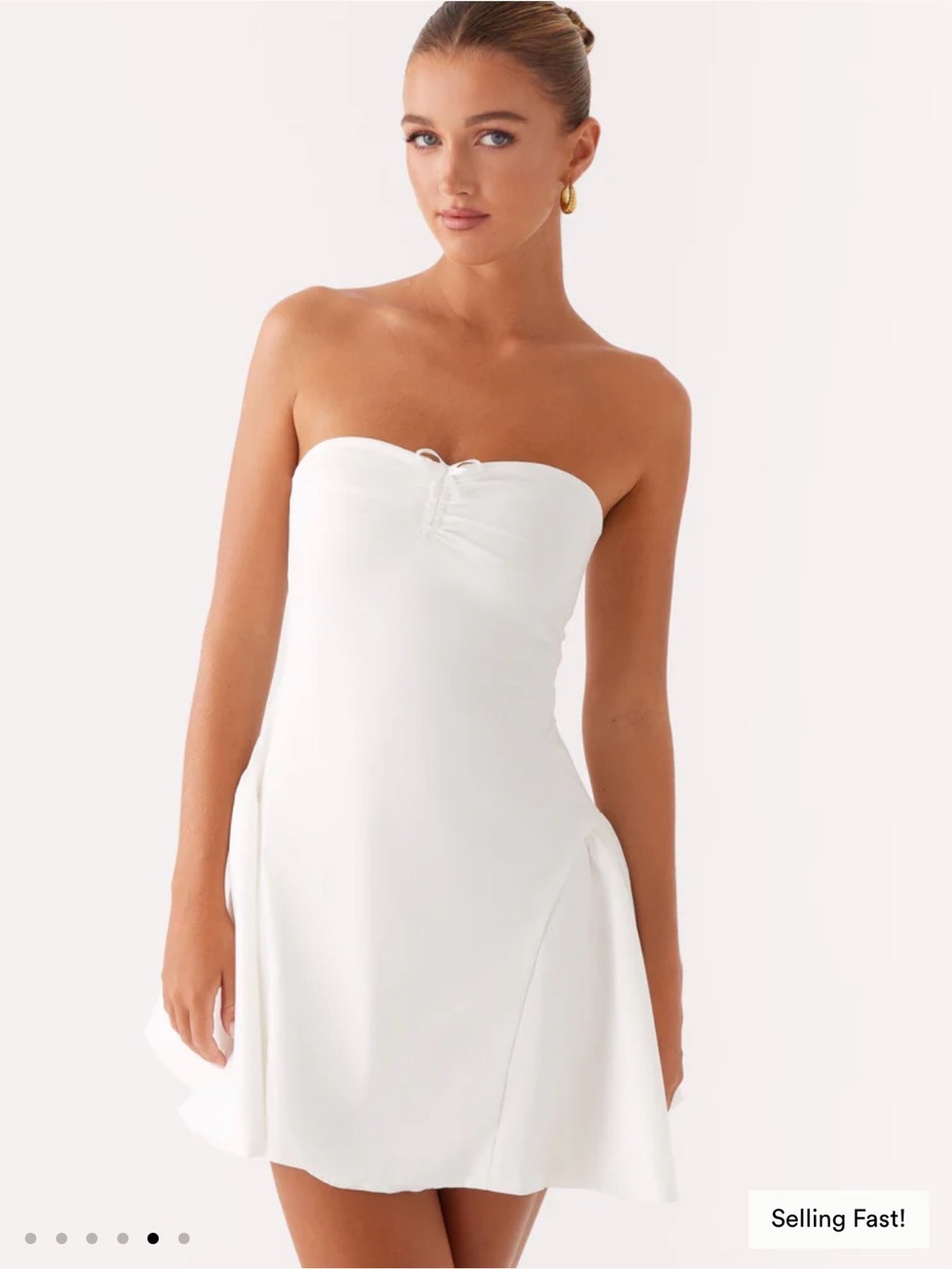 Peppermayo Strapless White Mini Dress with Sweetheart Neck